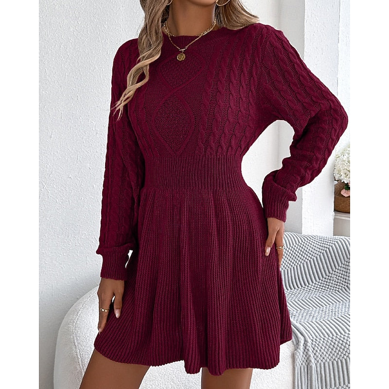 Whitney | Sweter Sukienka z Warkoczem