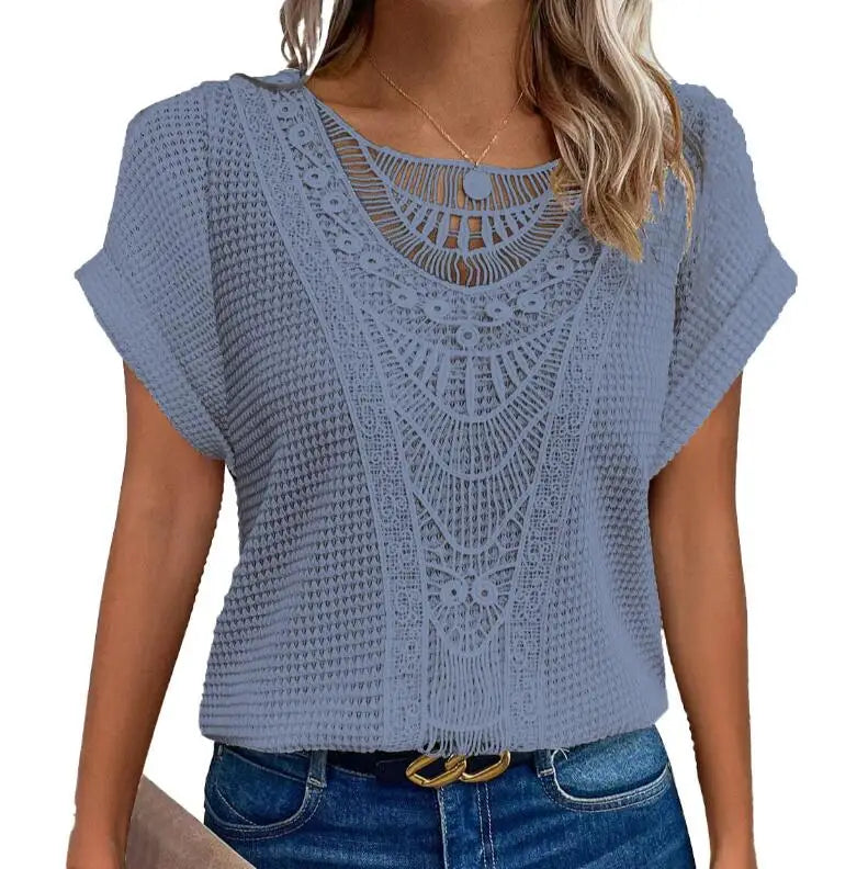 Leah - Elegancki Top z Ronde Hals