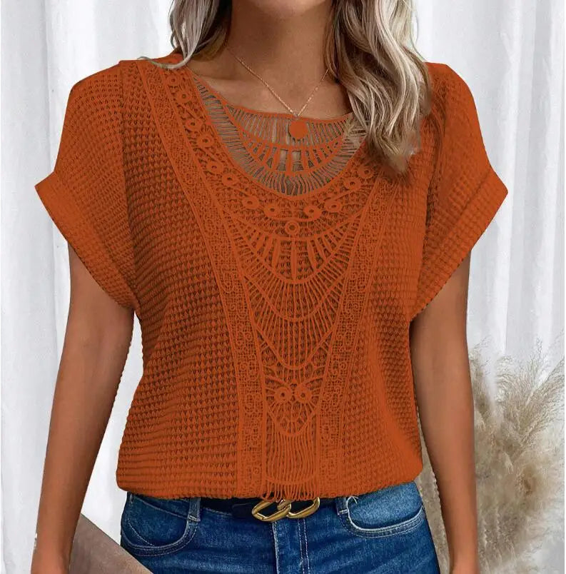 Leah - Elegancki Top z Ronde Hals