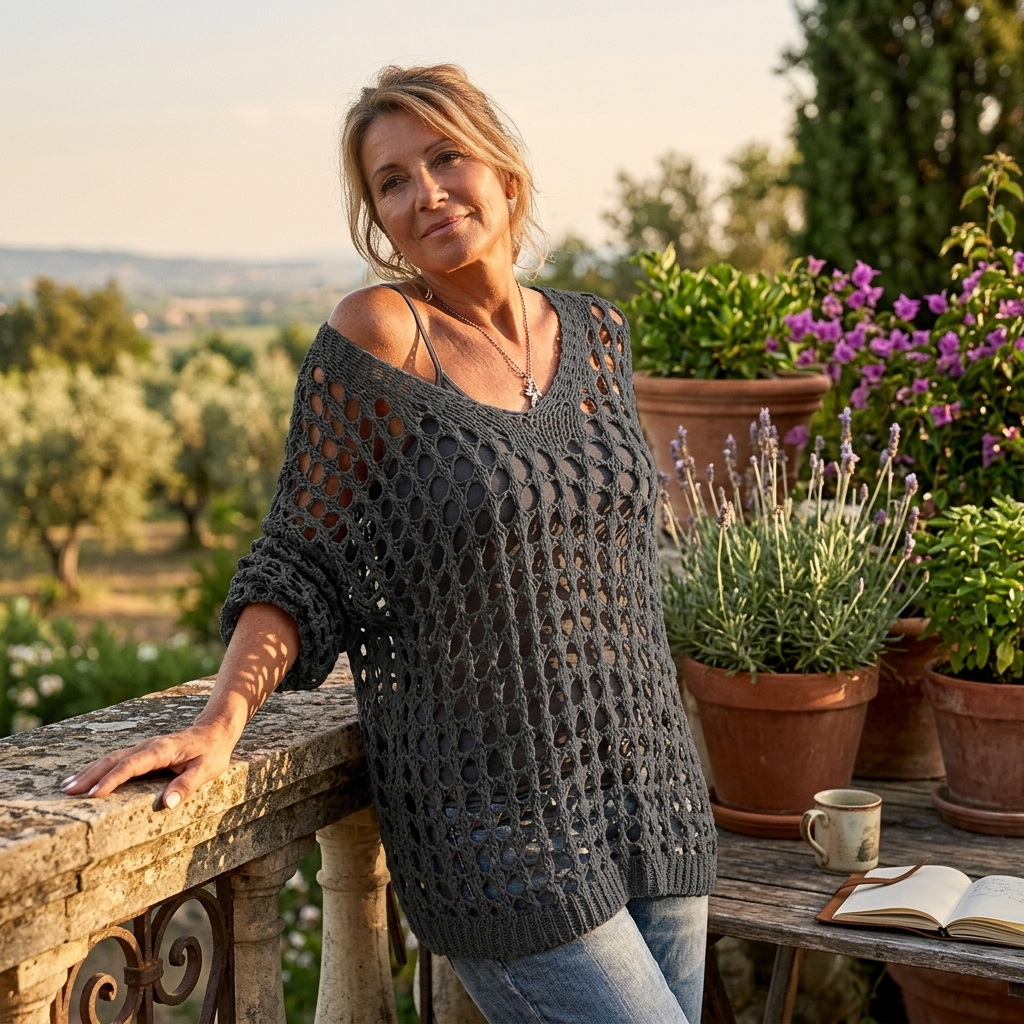 Covena – Damska lekka szydełkowana bluzka