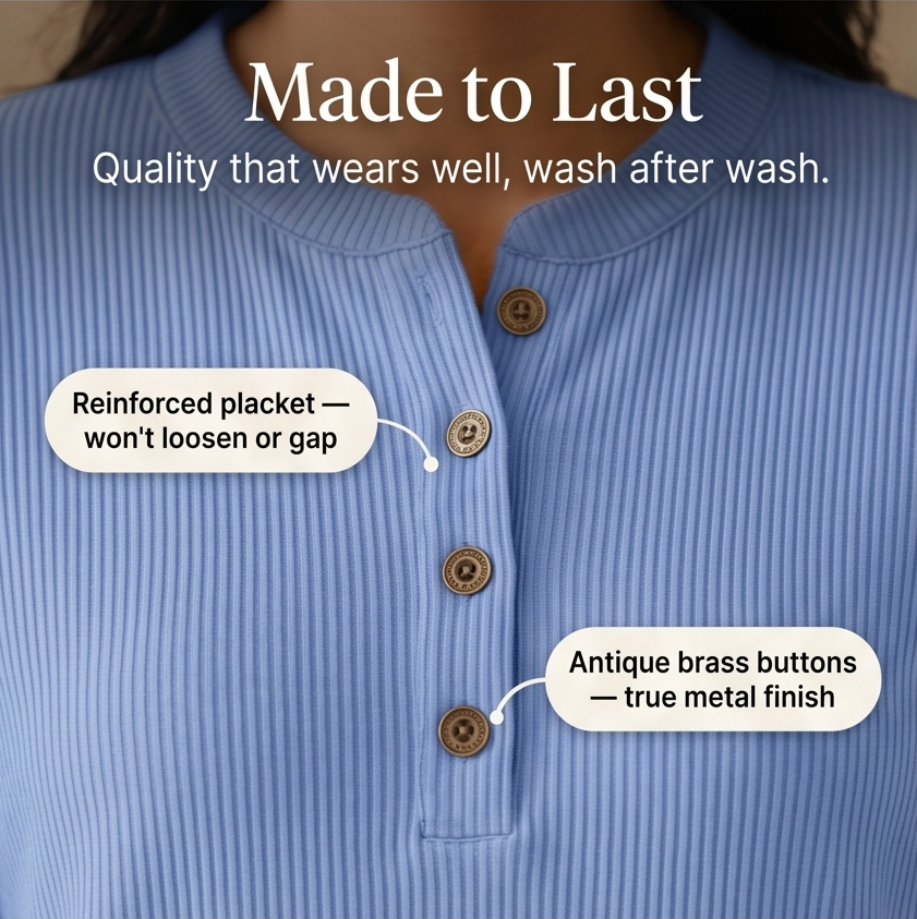 Lunavia - Żebrowana Tunika Henley z Guzikami