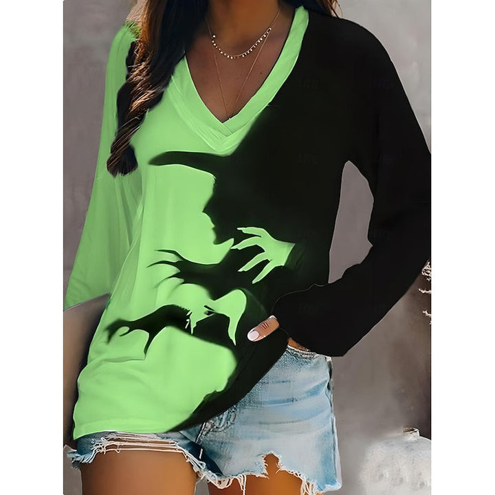 Odessa | Halloween Graficzny Top z Dekoltem w Serek