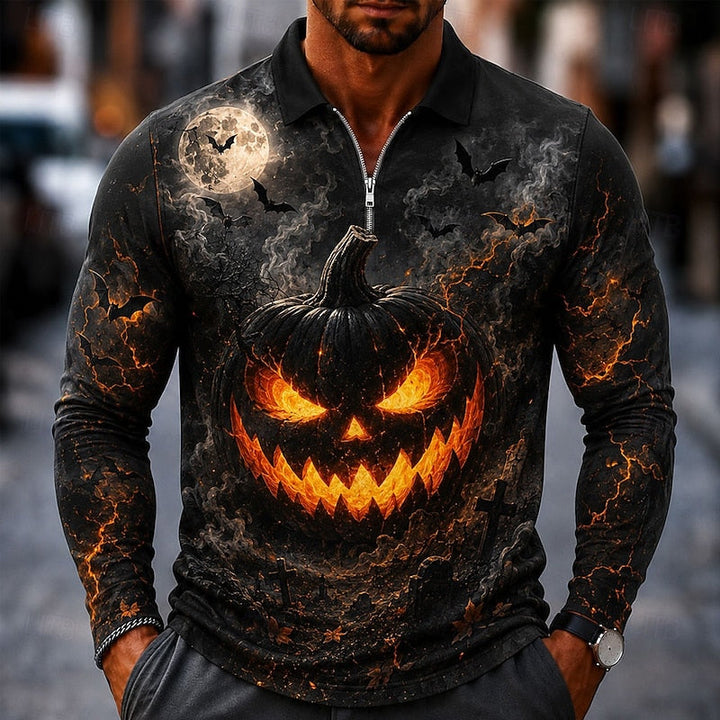 Bram | Halloween Zamek Polo Koszula z Długim Rękawem