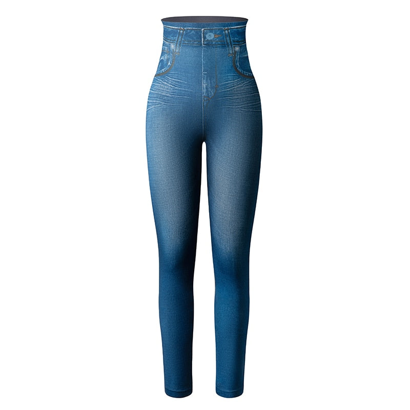 Modelujące Legginsy w Denimowy Wzór