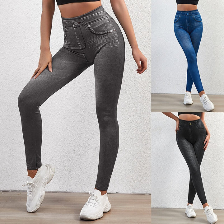 Modelujące Legginsy w Denimowy Wzór