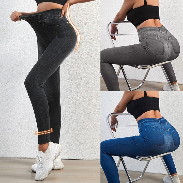 Modelujące Legginsy w Denimowy Wzór