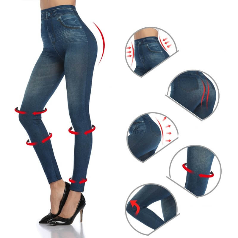 Modelujące Legginsy w Denimowy Wzór