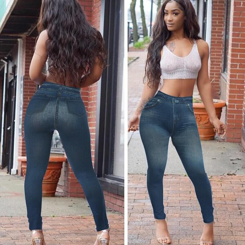Modelujące Legginsy w Denimowy Wzór
