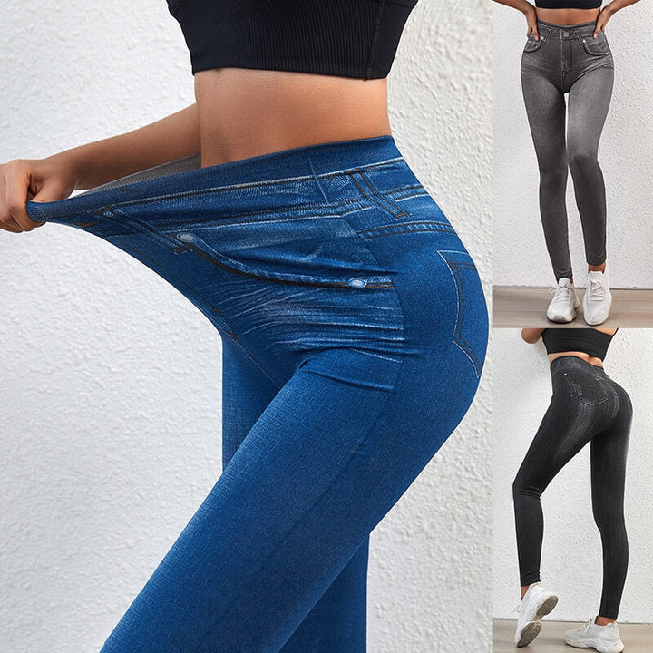 Modelujące Legginsy w Denimowy Wzór