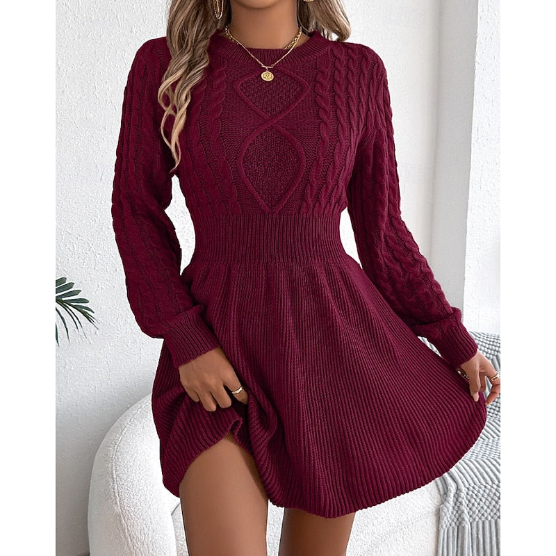 Whitney | Sweter Sukienka z Warkoczem