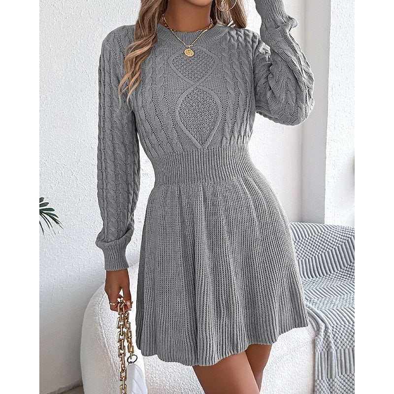 Whitney | Sweter Sukienka z Warkoczem