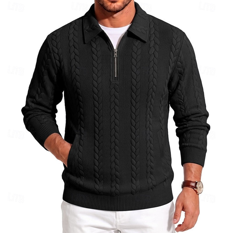 Chase | Teksturowany Sweter z Kwartowym Zamkiem