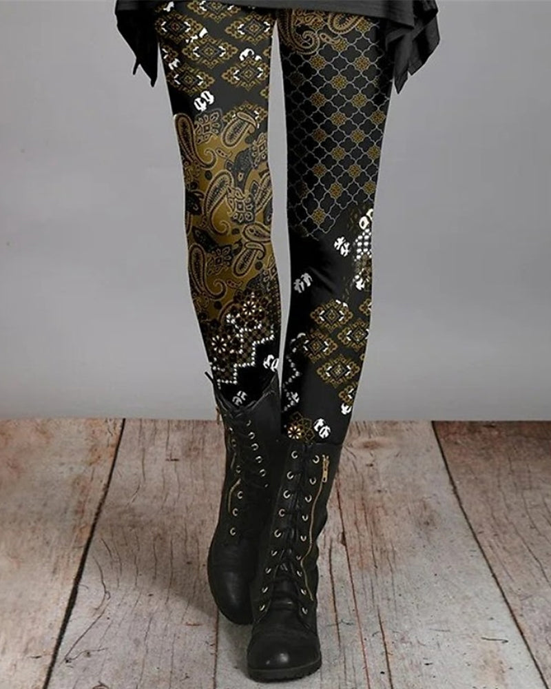 Retro Boho Legginsy z Etnicznymi Wzorami – Ziva