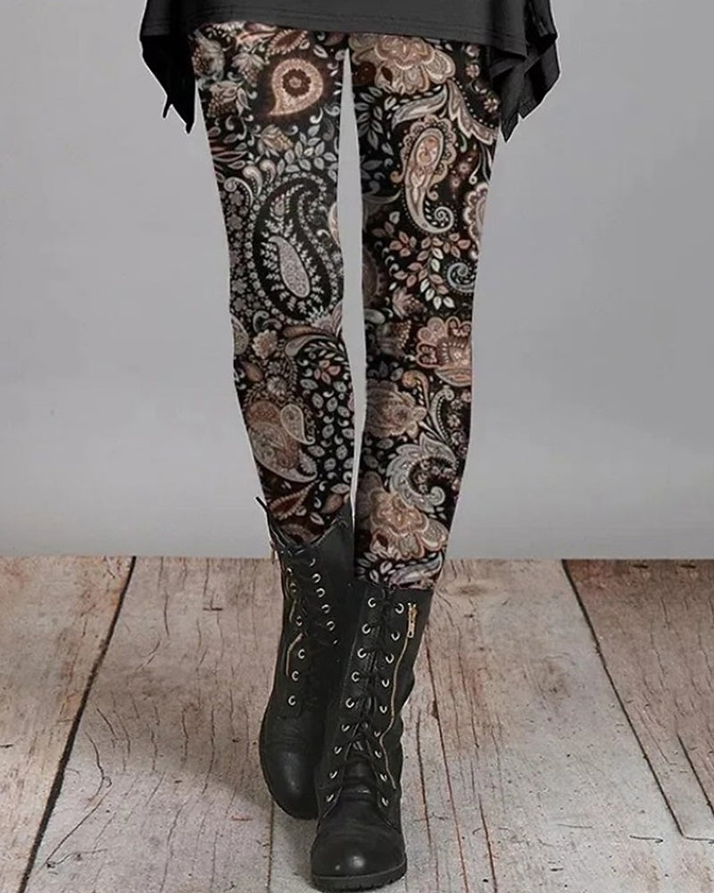 Retro Boho Legginsy z Etnicznymi Wzorami – Ziva