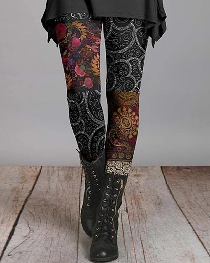 Retro Boho Legginsy z Etnicznymi Wzorami – Ziva
