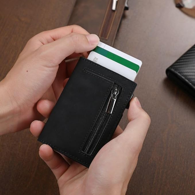 Portfel RFID z Mechanizmem Wysuwu Kart i Kieszonką na Monety
