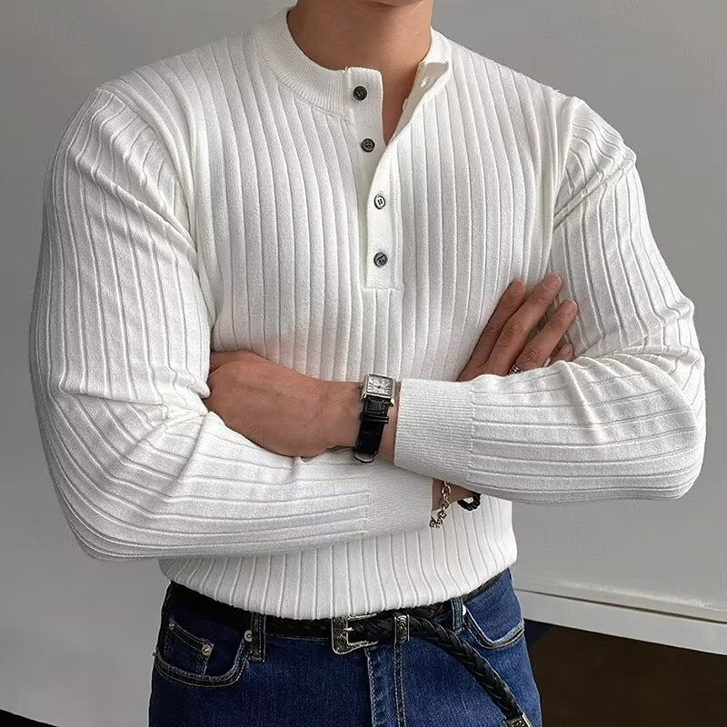 Theo | Żebrowany Sweter Henley