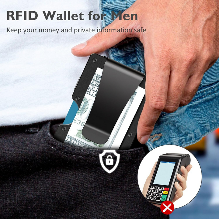 Portfel RFID z Klipsem na Pieniądze i Włókna Węglowego