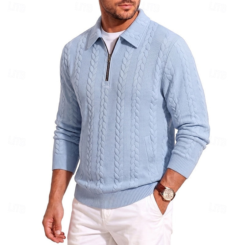 Chase | Teksturowany Sweter z Kwartowym Zamkiem