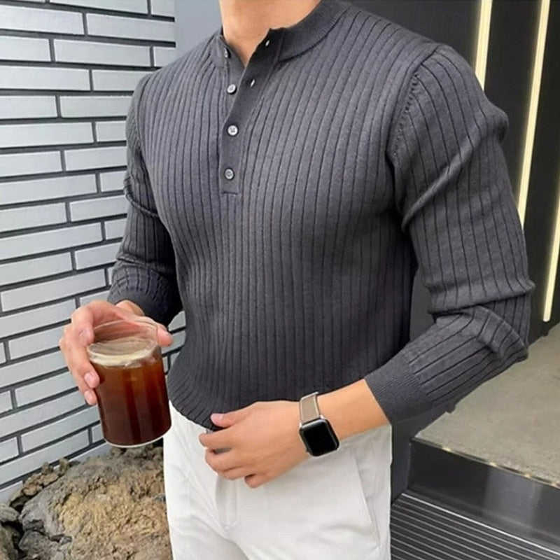 Theo | Żebrowany Sweter Henley