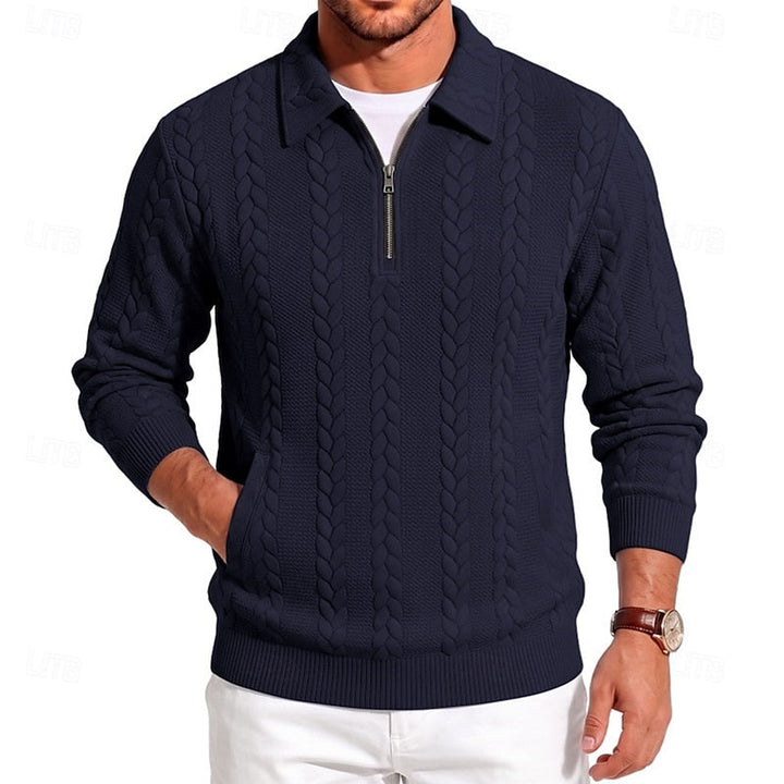 Chase | Teksturowany Sweter z Kwartowym Zamkiem