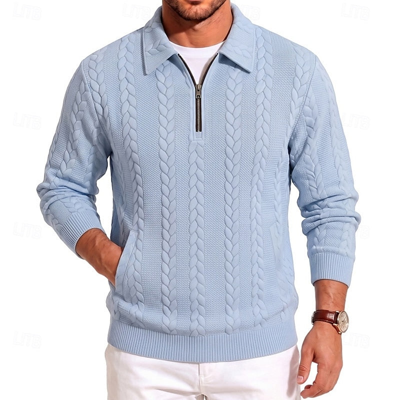Chase | Teksturowany Sweter z Kwartowym Zamkiem