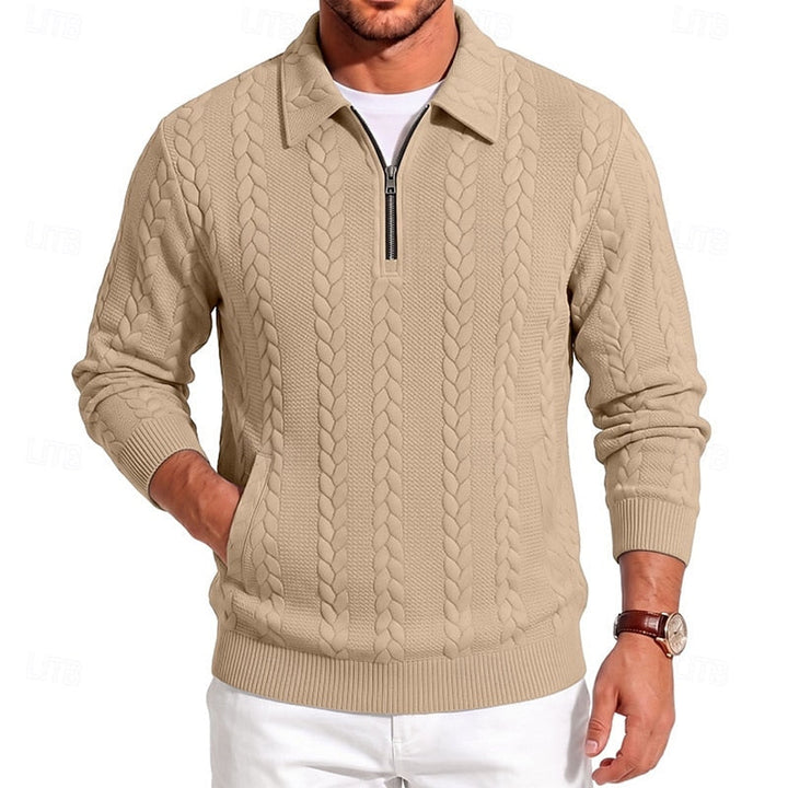 Chase | Teksturowany Sweter z Kwartowym Zamkiem