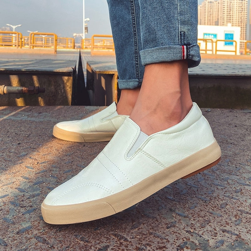 Męskie Skórzane Sneakersy Wsuwane