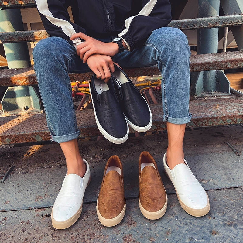 Męskie Skórzane Sneakersy Wsuwane