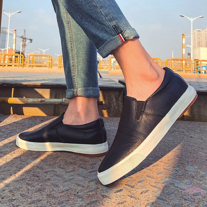Męskie Skórzane Sneakersy Wsuwane