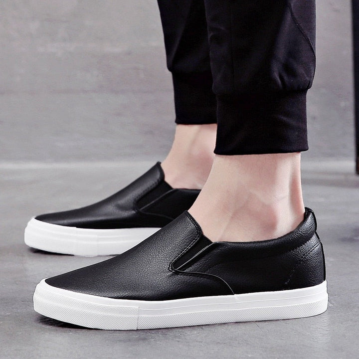Męskie Skórzane Sneakersy Wsuwane