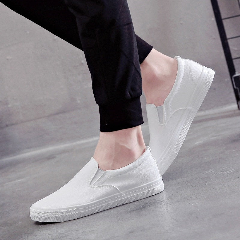 Męskie Skórzane Sneakersy Wsuwane