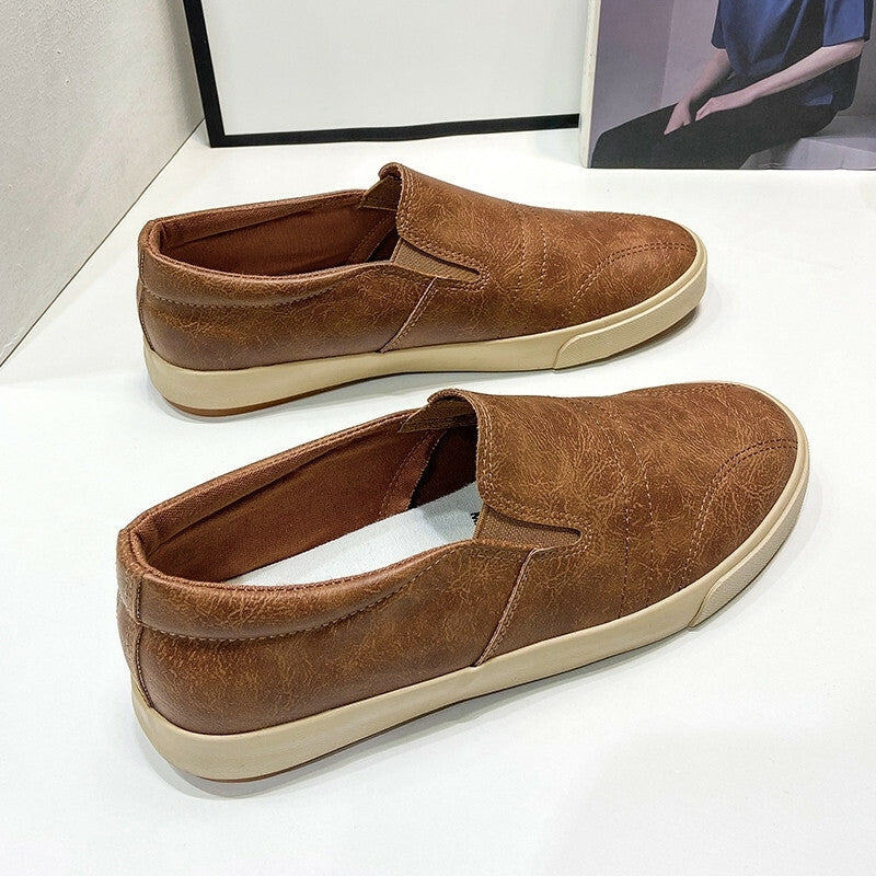 Męskie Skórzane Sneakersy Wsuwane