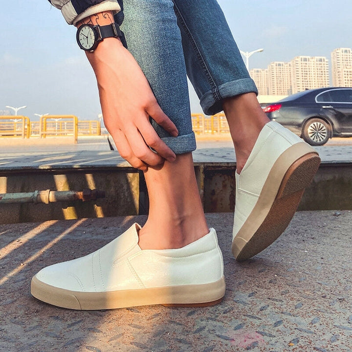 Męskie Skórzane Sneakersy Wsuwane