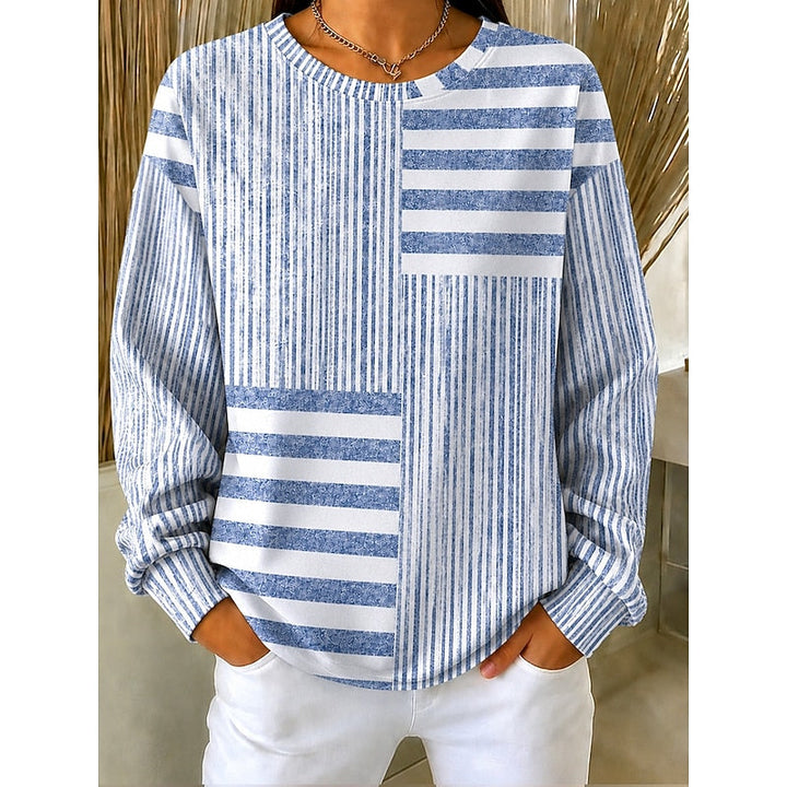 Adelaide | Pasiasty Sweter z Dekoltem w Serek