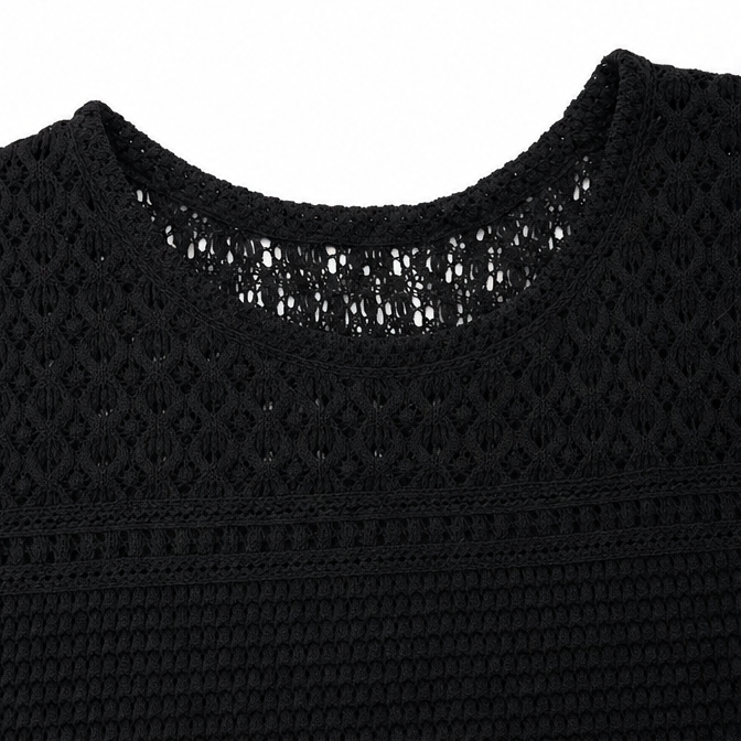 Wearbella – Otwarty Szydełkowany Top z Krótkim Rękawem, Waflowy Tekstura Bluzka Wiosna Lato dla Kobiet