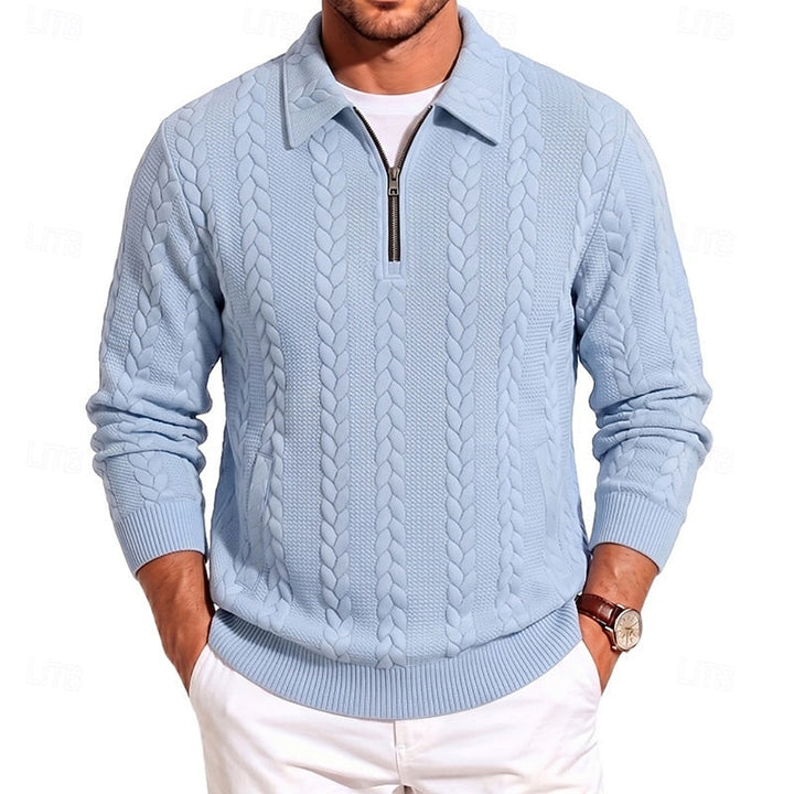 Chase | Teksturowany Sweter z Kwartowym Zamkiem
